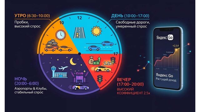 Лучшие часы для работы в Яндекс Go